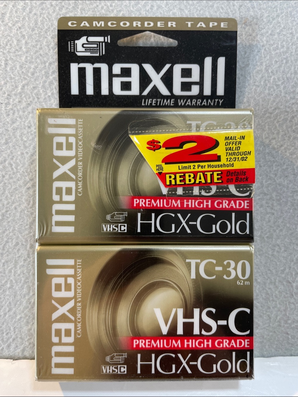 Maxell TC-30 VHS-C Premium High Grade Camcorder Video Cassette NEW! 2 Pack